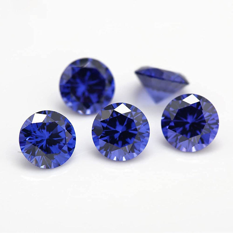 Size 1.0mm-10.0mm Round Cut Cubic Zirconia Stone White SeaBlue Violet Tanzanite Lavender Mix 5 Color 5A Loose CZ Stones Synthetic Gemstone for Jewelry Making