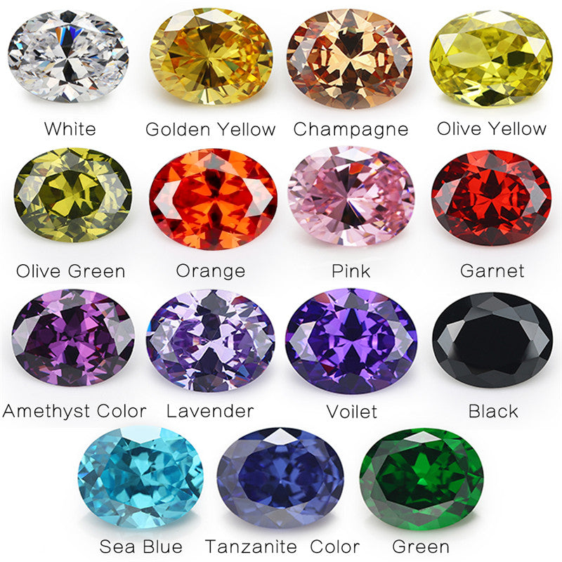 1PCS Per Colors Total 15pcs Size 4x6mm ~ 10x12mm Oval Shape Loose Cubic Zirconia Stone