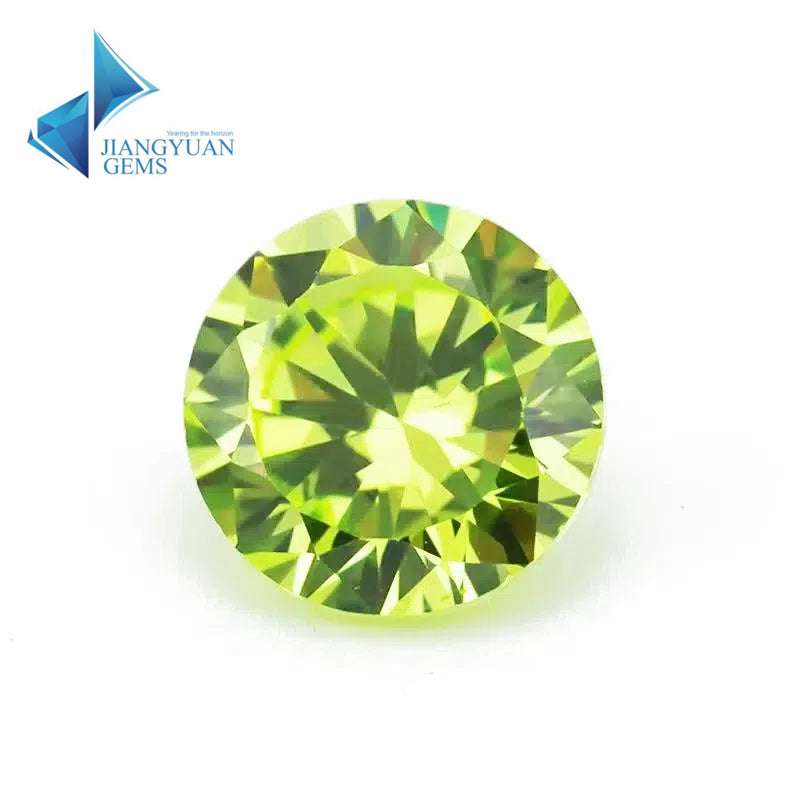 Size 0.8~10.0mm 5A Round Cut Apple Green Cubic Zirconia Stone Loose CZ Synthetic Gemstone for Jewelry Making
