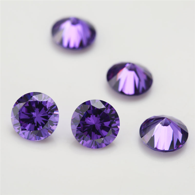 Size 0.8-12.0mm 5A Round Cut Violet CZ Stone Loose Cubic Zirconia Synthetic Gemstone for Jewelry