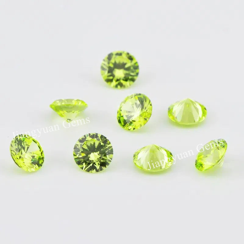 Size 0.8~10.0mm 5A Round Cut Apple Green Cubic Zirconia Stone Loose CZ Synthetic Gemstone for Jewelry Making