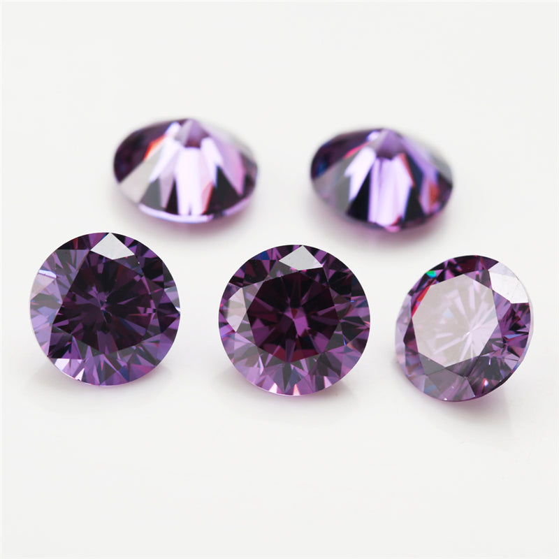 Size 0.8-12.0mm 5A Round Cut Amethyst Color CZ Stone Loose Cubic Zirconia Synthetic Gemstone for Jewelry