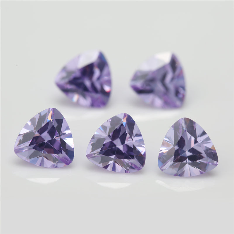 50pcs 3x3~10x10mm 5A Trillion Cut Cut Lavender Color CZ Stone Loose Cubic Zirconia Synthetic Gemstone for Jewelry