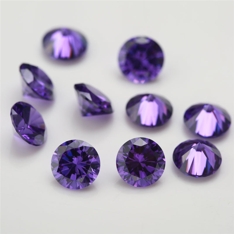 Size 0.8-12.0mm 5A Round Cut Violet CZ Stone Loose Cubic Zirconia Synthetic Gemstone for Jewelry