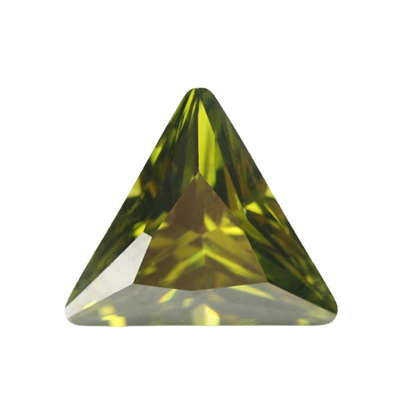 50pcs 3x3~10x10mm 5A Triangle Cut Olive Green CZ Stone Loose Cubic Zirconia Synthetic Gemstone for Jewelry