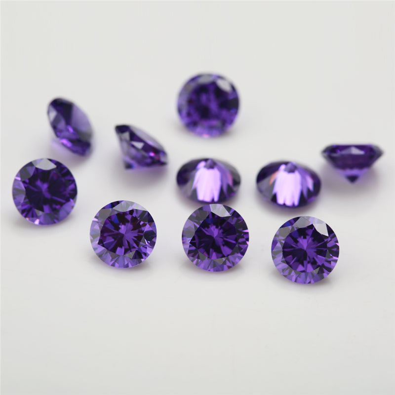 Size 0.8-12.0mm 5A Round Cut Violet CZ Stone Loose Cubic Zirconia Synthetic Gemstone for Jewelry