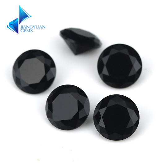 Size 4.0-10.0mm Round Cut Black Glass Stone Loose Synthetic Gemstone for Jewelry