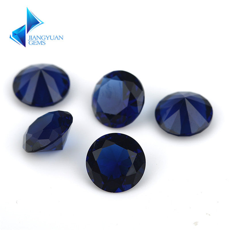 Size 4.0~10.0mm Round Cut Blue Glass Stone Loose Synthetic Gemstone for Jewelry
