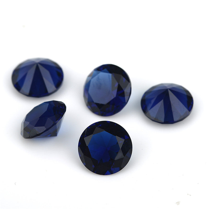 Size 4.0~10.0mm Round Cut Blue Glass Stone Loose Synthetic Gemstone for Jewelry