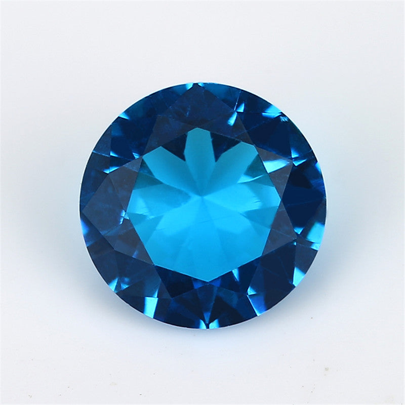 Size 4.0~10.0mm Round Cut Dark Sea Blue Glass Stone Loose Synthetic Gemstone for Jewelry