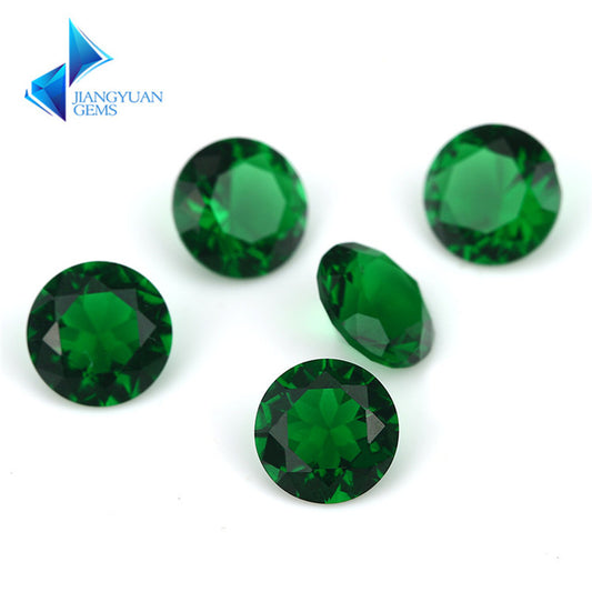 Size 4.0~10.0mm Round Cut Green Glass Stone Loose Synthetic Gemstone for Jewelry