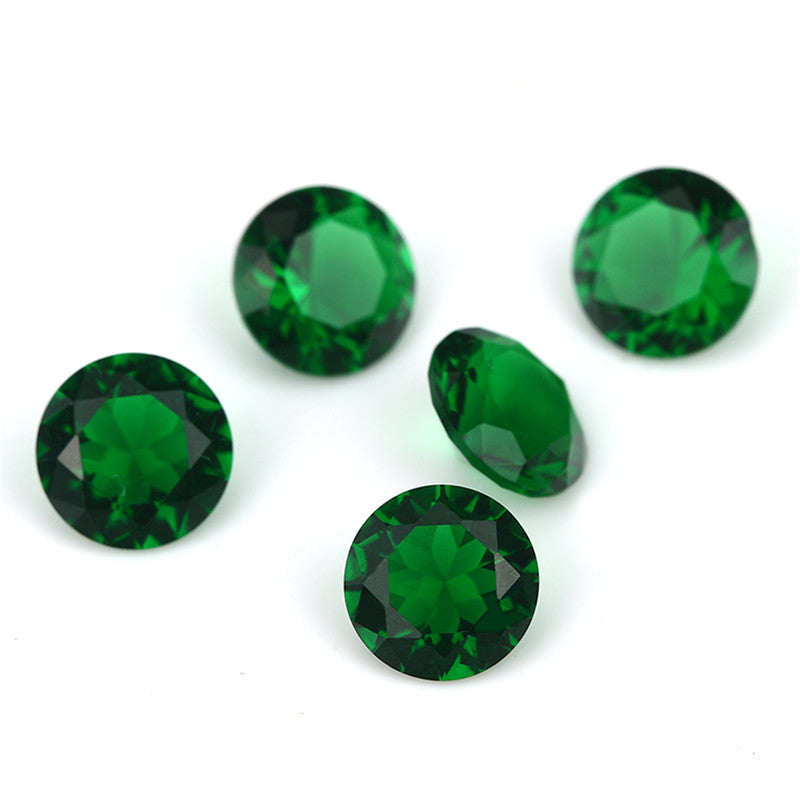 Size 4.0~10.0mm Round Cut Green Glass Stone Loose Synthetic Gemstone for Jewelry