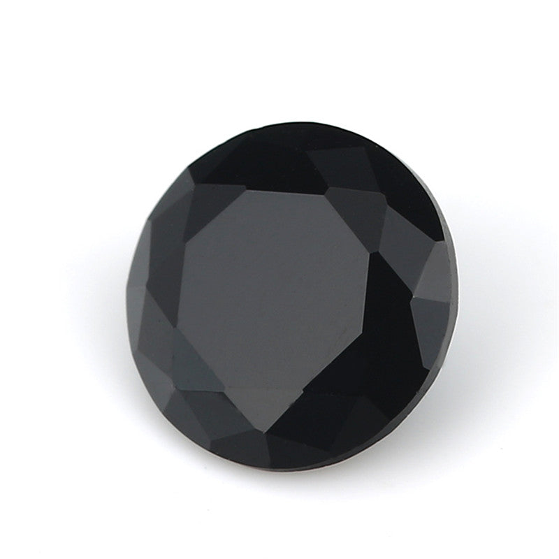 Size 4.0-10.0mm Round Cut Black Glass Stone Loose Synthetic Gemstone for Jewelry