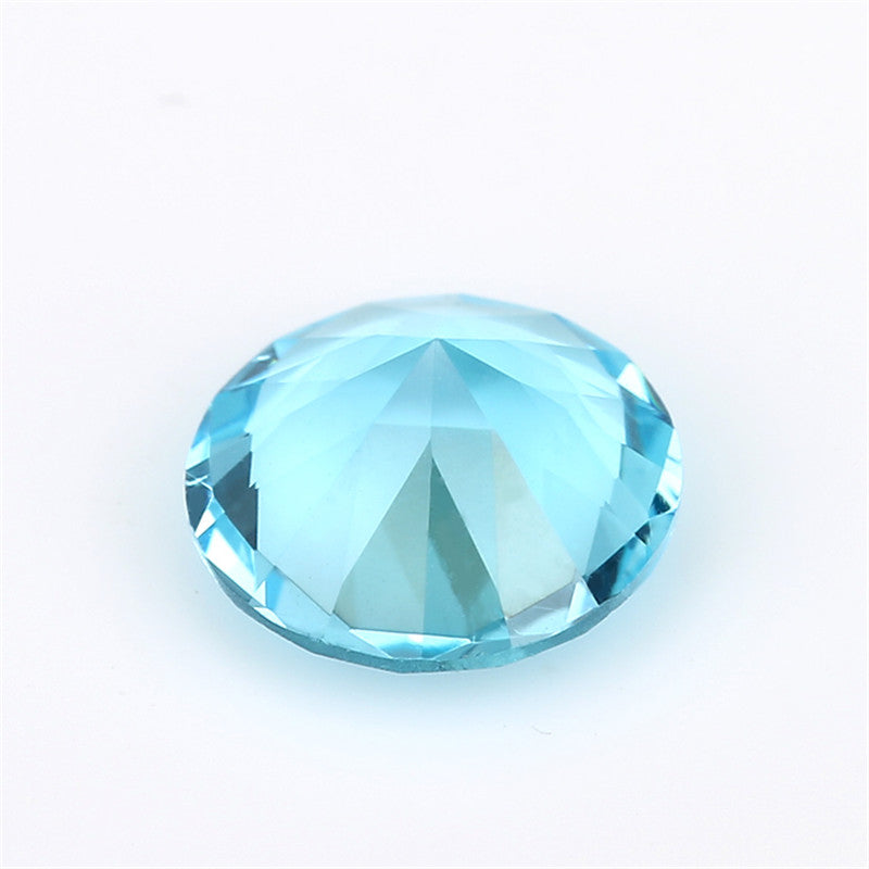 Size 4.0~10.0mm Round Cut Light Sea Blue Glass Stone Loose Synthetic Gemstone for Jewelry