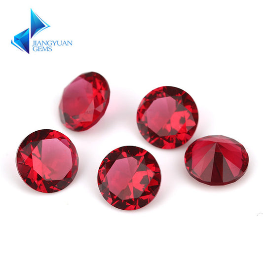 Size 4.0~10.0mm Round Cut Rose Red Glass Stone Loose Synthetic Gemstone for Jewelry