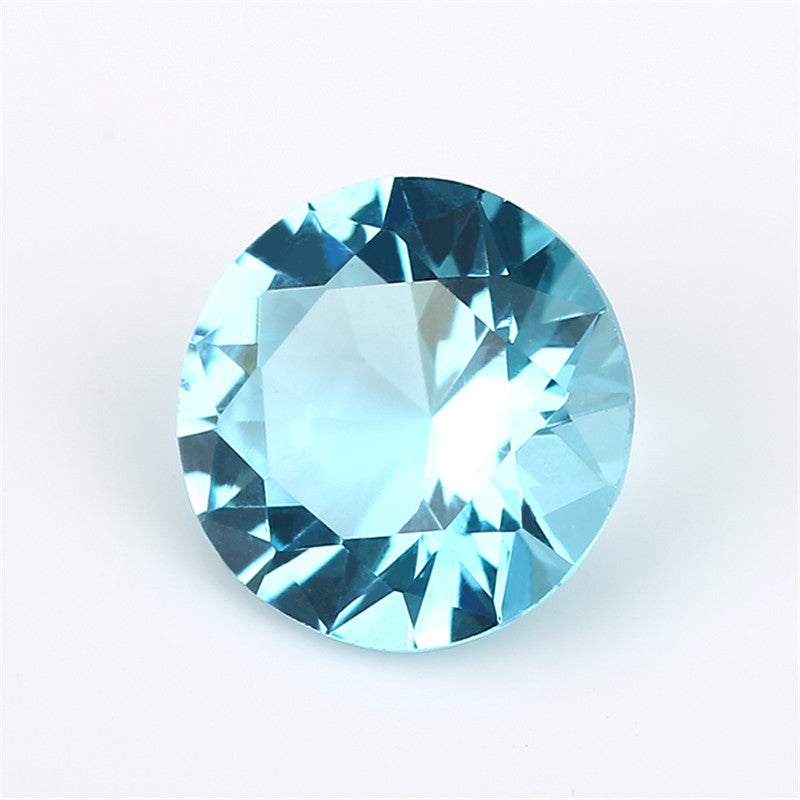 Size 4.0~10.0mm Round Cut Light Sea Blue Glass Stone Loose Synthetic Gemstone for Jewelry