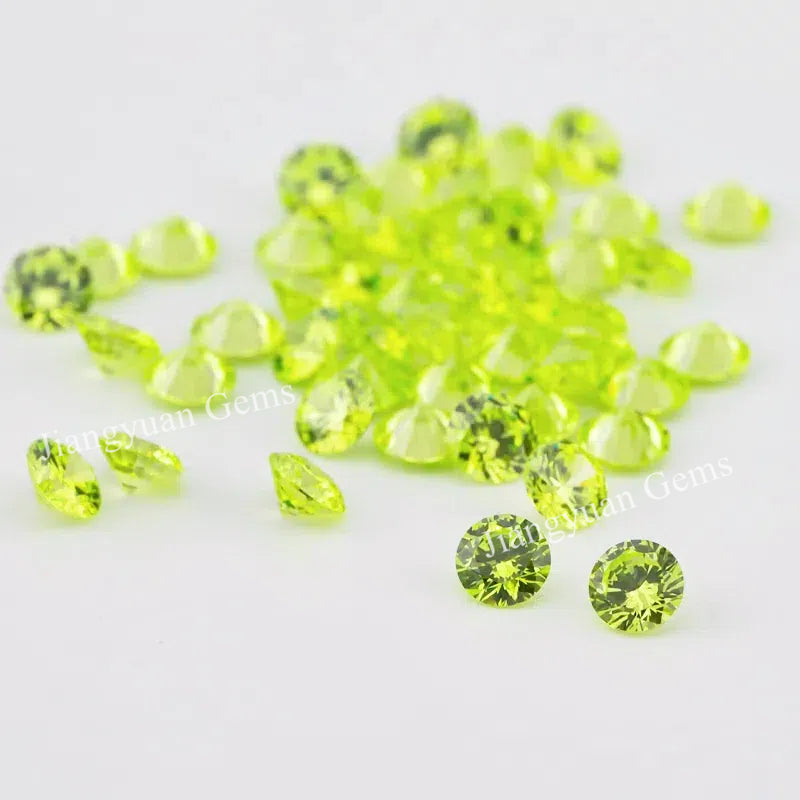 Size 0.8~10.0mm 5A Round Cut Apple Green Cubic Zirconia Stone Loose CZ Synthetic Gemstone for Jewelry Making