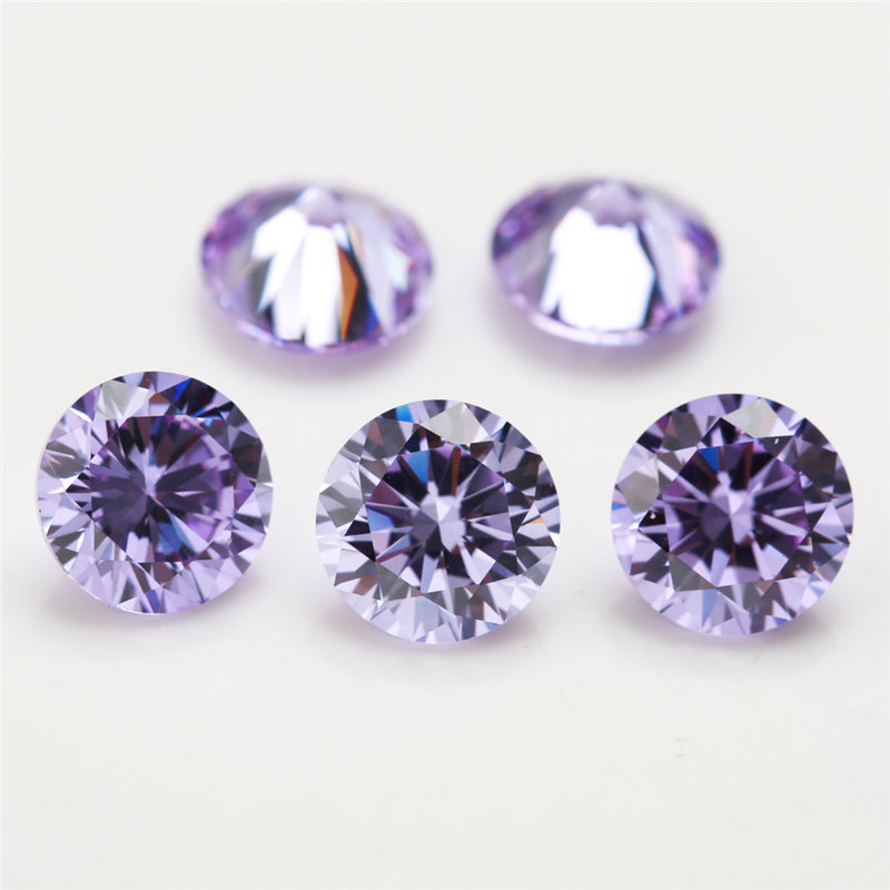 Size 0.8-12.0mm 5A Round Cut Lavender Color CZ Stone Loose Cubic Zirconia Synthetic Gemstone for Jewelry