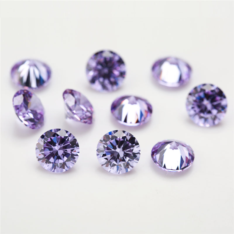 Size 0.8-12.0mm 5A Round Cut Lavender Color CZ Stone Loose Cubic Zirconia Synthetic Gemstone for Jewelry