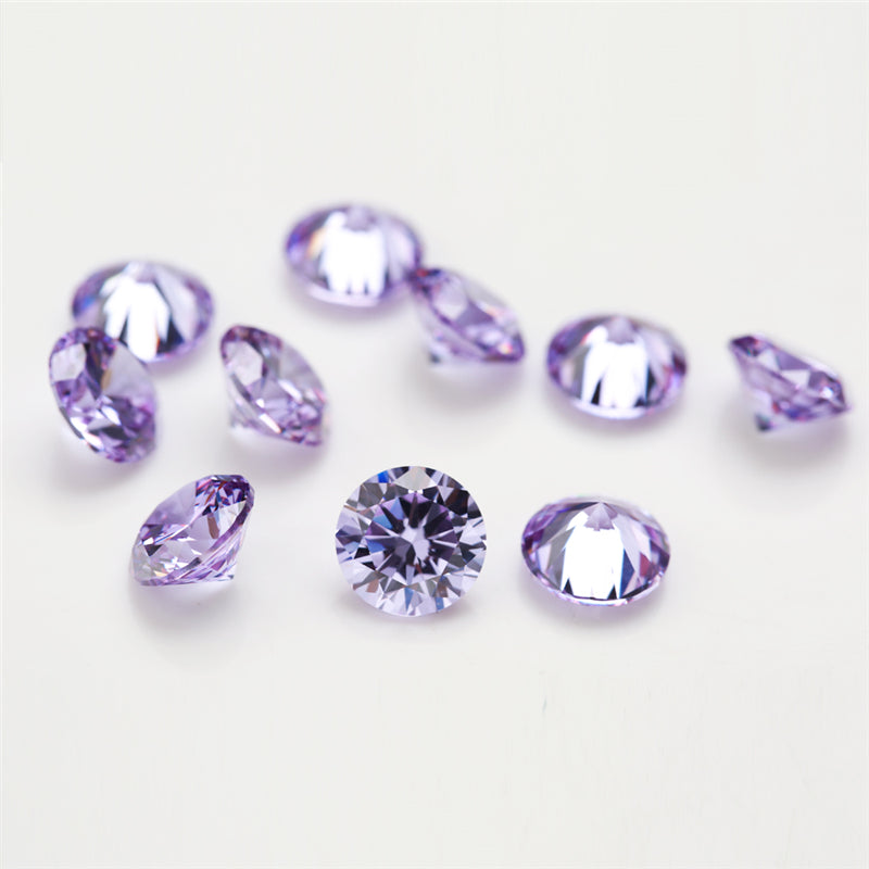 Size 0.8-12.0mm 5A Round Cut Lavender Color CZ Stone Loose Cubic Zirconia Synthetic Gemstone for Jewelry