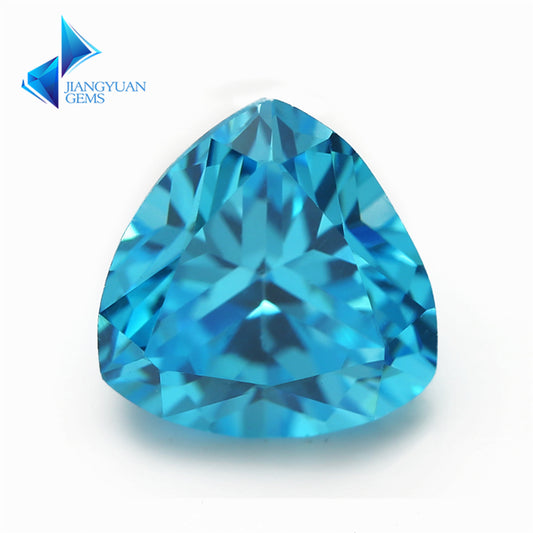Size 3x3-10x10mm 5A Trillion Cut Sea Blue CZ Stone Loose Cubic Zirconia Synthetic Gemstone for Jewelry