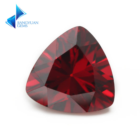 50pcs 3x3~10x10mm 5A Trillion Cut Cut Garnet Color CZ Stone Loose Cubic Zirconia Synthetic Gemstone for Jewelry