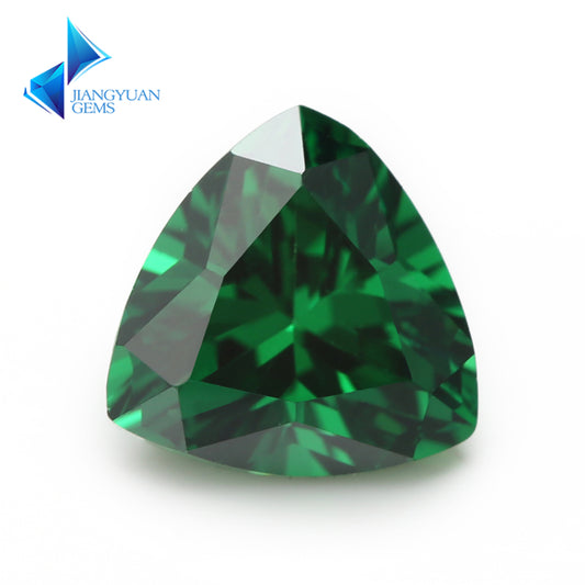 Size 3x3-10x10mm 5A Trillion Cut Green CZ Stone Loose Cubic Zirconia Synthetic Gemstone for Jewelry