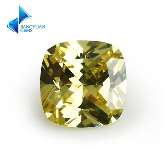 50pcs 4x4~10x10mm 5A Cushion Cut Olive Yellow CZ Stone Loose Cubic Zirconia Synthetic Gemstone for Jewelry