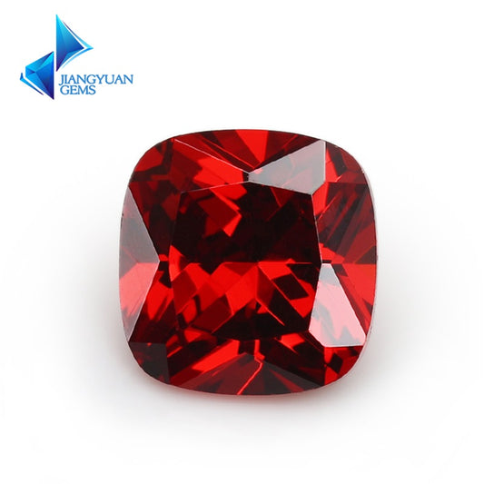 50pcs 4x4~10x10mm 5A Cushion Cut Garnet Color CZ Stone Loose Cubic Zirconia Synthetic Gemstone for Jewelry