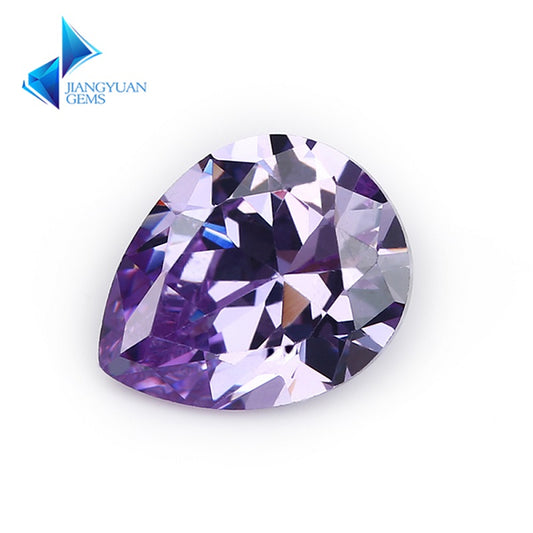 Size 3x5~10x12mm 5A Pear Cut Lavender Color CZ Stone Loose Cubic Zirconia Synthetic Gemstone for Jewelry