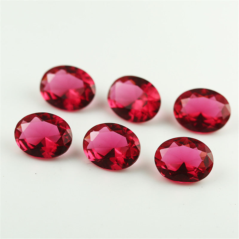 Size 3x5~10x12mm Oval Cut Rose Red Glass Stone Loose Synthetic Gemstone for Jewelry