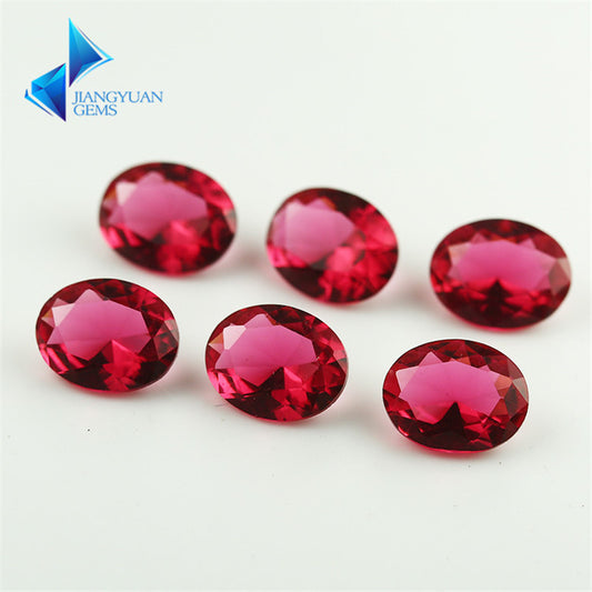 Size 3x5~10x12mm Oval Cut Rose Red Glass Stone Loose Synthetic Gemstone for Jewelry