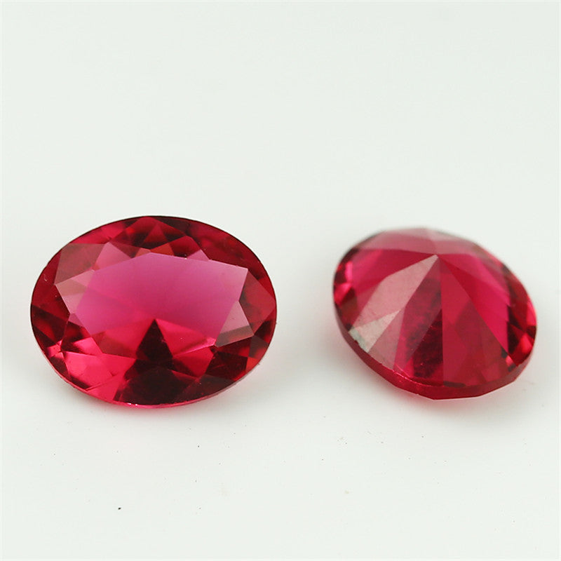 Size 3x5~10x12mm Oval Cut Rose Red Glass Stone Loose Synthetic Gemstone for Jewelry