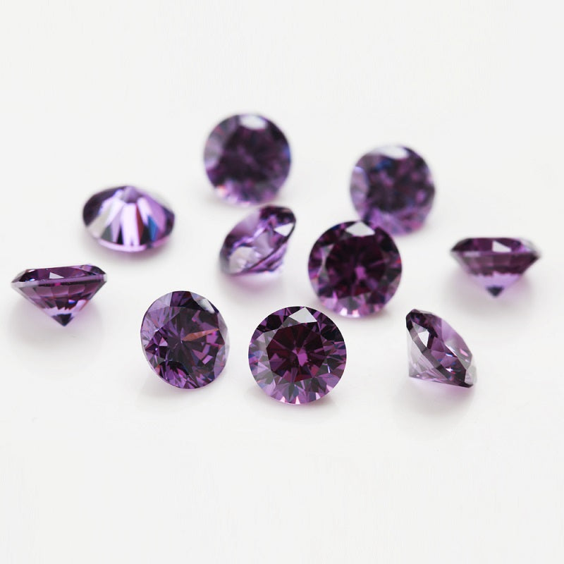 Size 0.8-12.0mm 5A Round Cut Amethyst Color CZ Stone Loose Cubic Zirconia Synthetic Gemstone for Jewelry