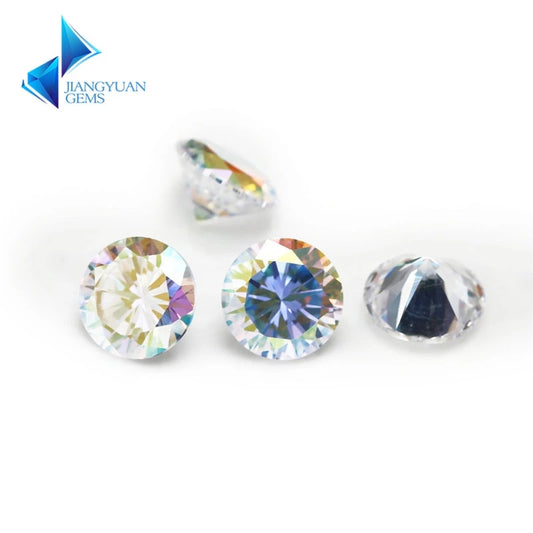 Size 1.0-12.0mm 5A Round Cut Plating AB Color CZ Stone Loose Cubic Zirconia Synthetic Gemstone for Jewelry