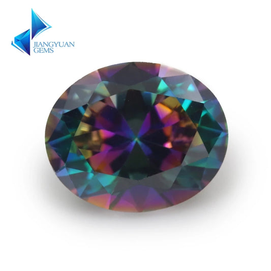 50pcs 3x5-10x12mm 5A Oval Cut Plating Mix Color CZ Stone Loose Cubic Zirconia Synthetic Gemstone for Jewelry