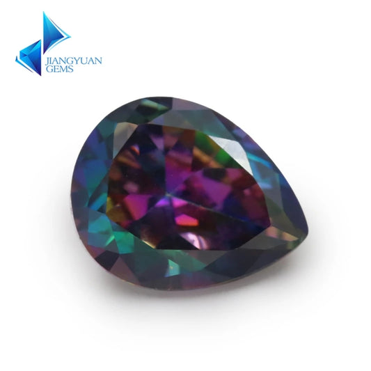 50pcs 3x5-10x12mm 5A Pear Cut Plating Mix Color CZ Stone Loose Cubic Zirconia Synthetic Gemstone for Jewelry