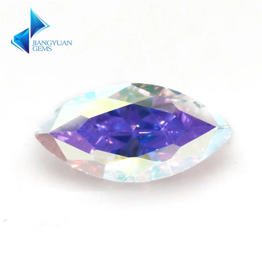 Size 3x6-10x20mm 5A Marquise Cut Plating AB Color CZ Stone Loose Cubic Zirconia Synthetic Gemstone for Jewelry