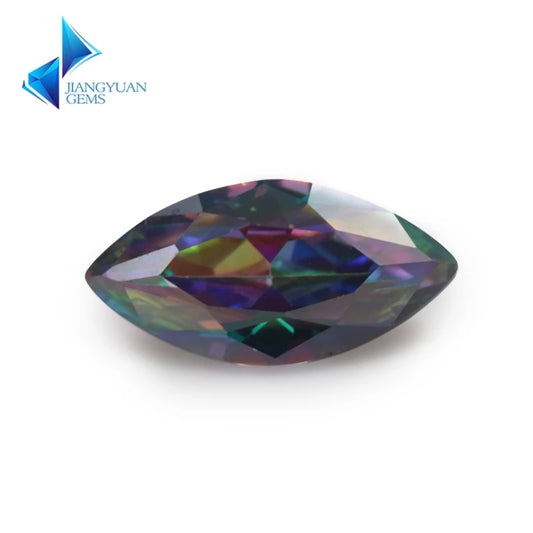 Size 3x6-10x20mm 5A Marquise Cut Plating Mix Color CZ Stone Loose Cubic Zirconia Synthetic Gemstone for Jewelry