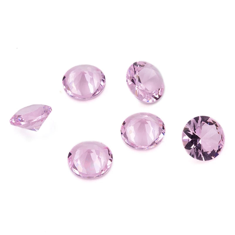 Size 4.0~10.0mm Round Cut AQ15 Pink Glass Stone Loose Synthetic Gemstone for Jewelry