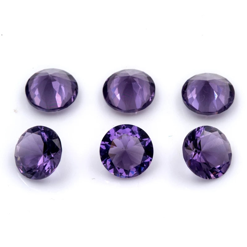 Size 4.0~10.0mm Round Cut AQ24 Violet Glass Stone Loose Synthetic Gemstone for Jewelry