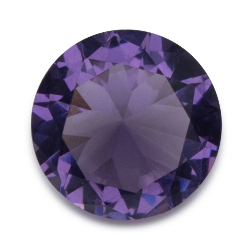 Size 4.0~10.0mm Round Cut AQ24 Violet Glass Stone Loose Synthetic Gemstone for Jewelry