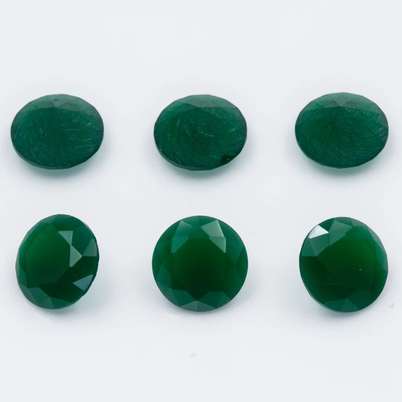 Size 4.0~10.0mm Round Cut AQ28 Green Glass Stone Loose Synthetic Gemstone for Jewelry