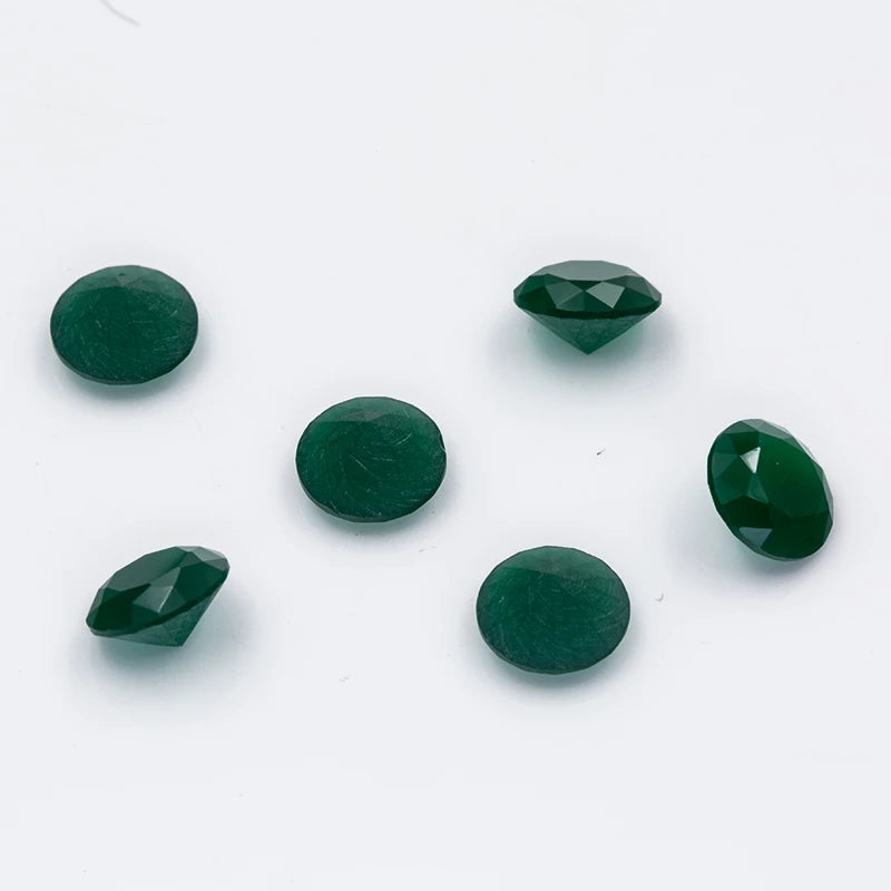 Size 4.0~10.0mm Round Cut AQ28 Green Glass Stone Loose Synthetic Gemstone for Jewelry