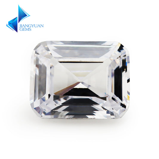 50pcs 4x6~9x11mm 5A Octangle Shape Emerald Cut White CZ Stone Loose Cubic Zirconia Synthetic Gemstone for Jewelry