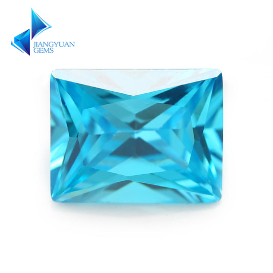 Size 3x5-9x11mm 5A Rectangle Cut Sea Blue CZ Stone Loose Cubic Zirconia Synthetic Gemstone for Jewelry Making