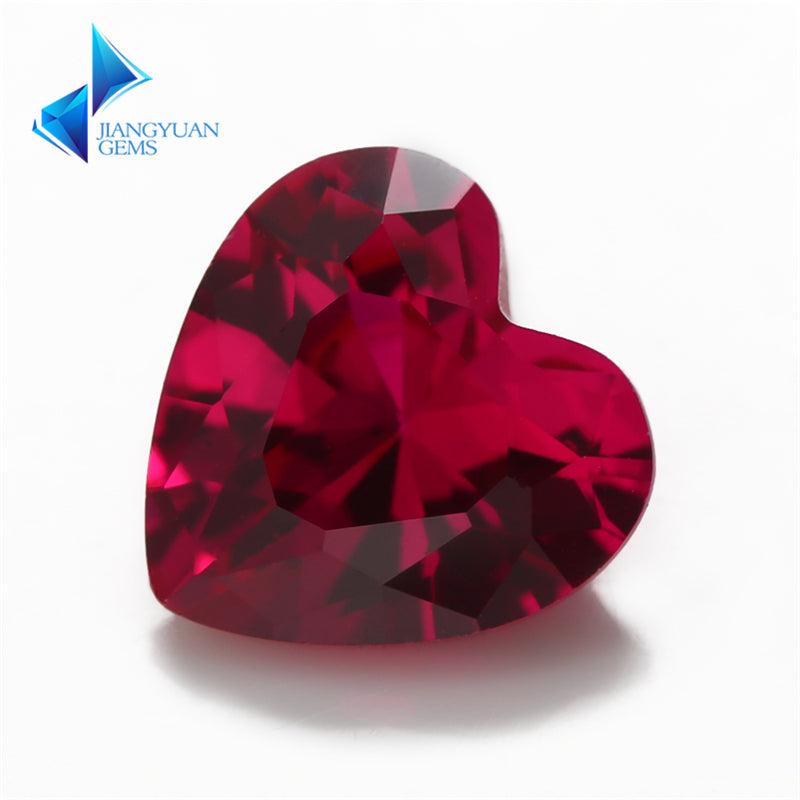 Size 3x3~10x10mm Heart Cut 5# Red Stone Loose Corundum Synthetic Gemstone for Jewelry