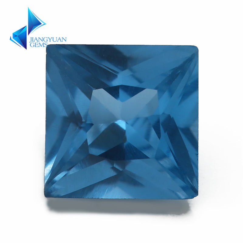 Size 3x3~10x10mm Square Princess Cut 120# Color Blue Stone Loose Spinel Synthetic Gemstone for Jewelry