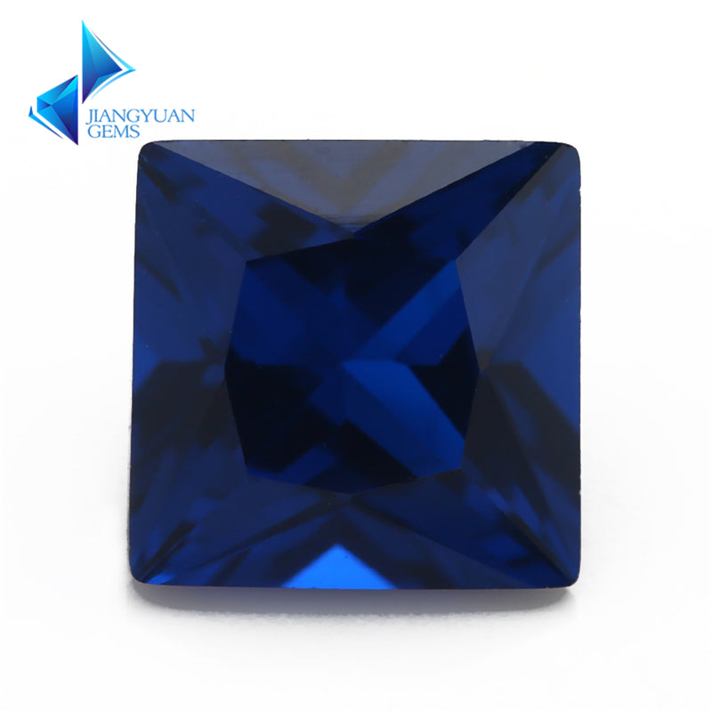 Size 3x3~10x10mm Square Princess Cut 113# Color Blue Stone Loose Spinel Synthetic Gemstone for Jewelry