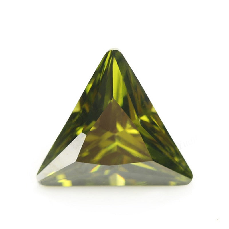 50pcs 3x3~10x10mm 5A Triangle Cut Olive Green CZ Stone Loose Cubic Zirconia Synthetic Gemstone for Jewelry